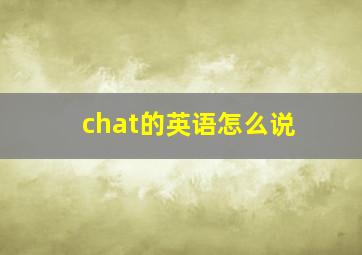 chat的英语怎么说