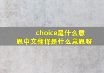 choice是什么意思中文翻译是什么意思呀