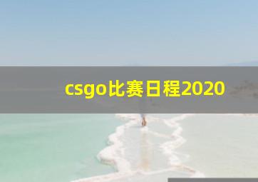 csgo比赛日程2020