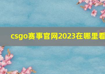 csgo赛事官网2023在哪里看