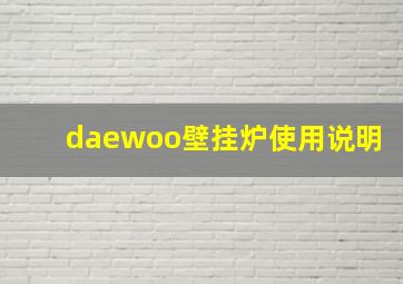 daewoo壁挂炉使用说明