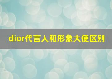 dior代言人和形象大使区别