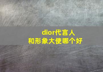 dior代言人和形象大使哪个好