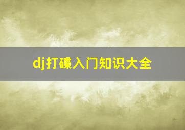 dj打碟入门知识大全