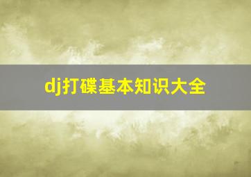 dj打碟基本知识大全