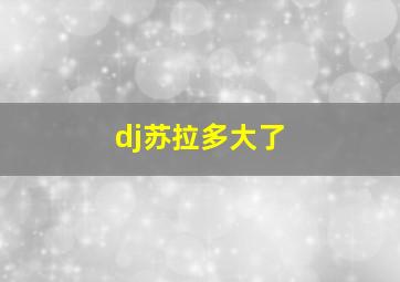 dj苏拉多大了