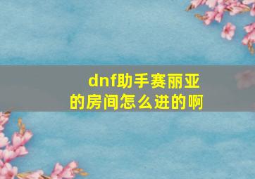 dnf助手赛丽亚的房间怎么进的啊