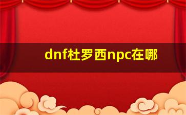 dnf杜罗西npc在哪