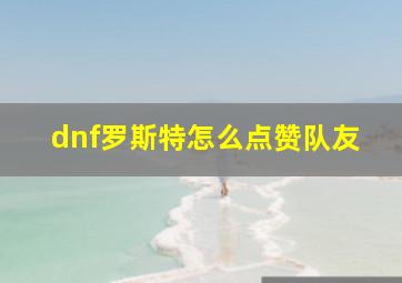 dnf罗斯特怎么点赞队友