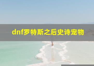 dnf罗特斯之后史诗宠物