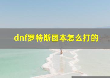 dnf罗特斯团本怎么打的