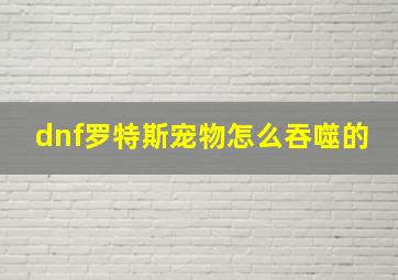 dnf罗特斯宠物怎么吞噬的