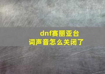 dnf赛丽亚台词声音怎么关闭了