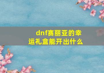 dnf赛丽亚的幸运礼盒能开出什么