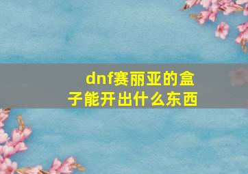 dnf赛丽亚的盒子能开出什么东西