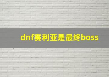 dnf赛利亚是最终boss