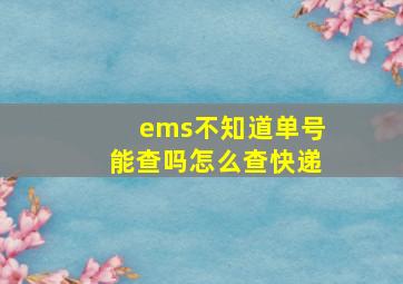 ems不知道单号能查吗怎么查快递