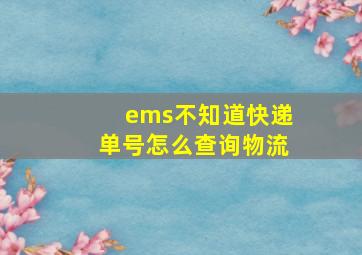 ems不知道快递单号怎么查询物流