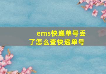 ems快递单号丢了怎么查快递单号