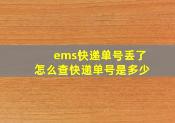 ems快递单号丢了怎么查快递单号是多少