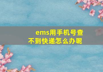 ems用手机号查不到快递怎么办呢