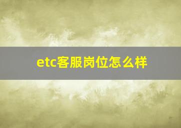 etc客服岗位怎么样