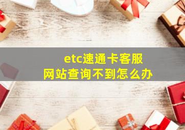 etc速通卡客服网站查询不到怎么办