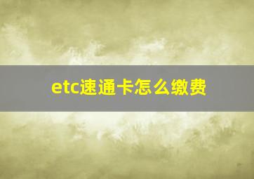 etc速通卡怎么缴费