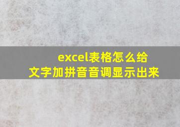 excel表格怎么给文字加拼音音调显示出来