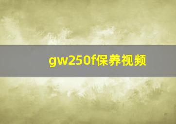 gw250f保养视频