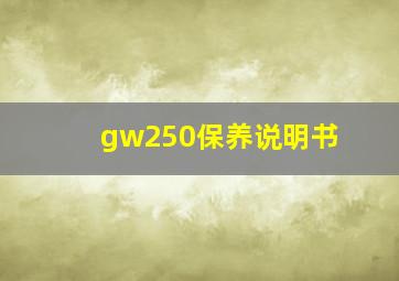 gw250保养说明书