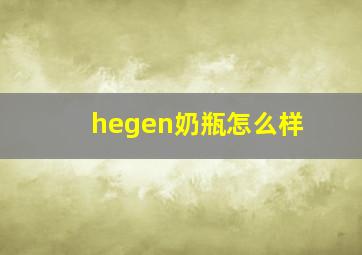 hegen奶瓶怎么样