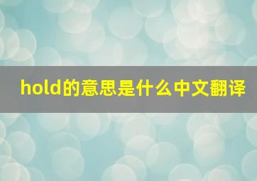 hold的意思是什么中文翻译