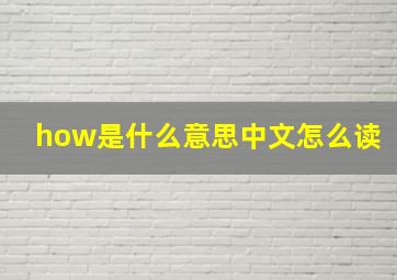 how是什么意思中文怎么读