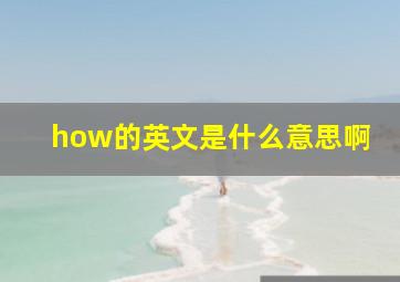 how的英文是什么意思啊