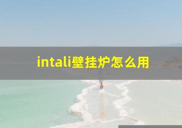 intali壁挂炉怎么用