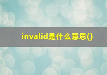 invalid是什么意思()