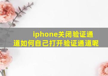 iphone关闭验证通道如何自己打开验证通道呢