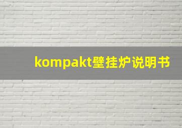 kompakt壁挂炉说明书