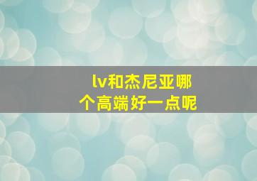 lv和杰尼亚哪个高端好一点呢