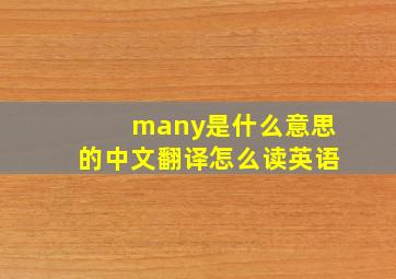 many是什么意思的中文翻译怎么读英语