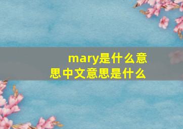 mary是什么意思中文意思是什么