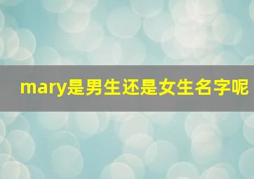 mary是男生还是女生名字呢