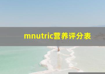 mnutric营养评分表