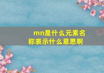 mn是什么元素名称表示什么意思啊