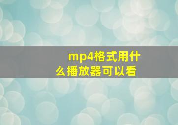 mp4格式用什么播放器可以看