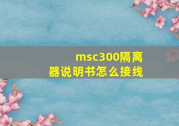 msc300隔离器说明书怎么接线