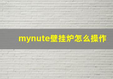 mynute壁挂炉怎么操作