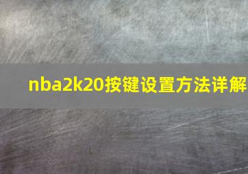 nba2k20按键设置方法详解