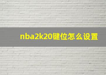 nba2k20键位怎么设置